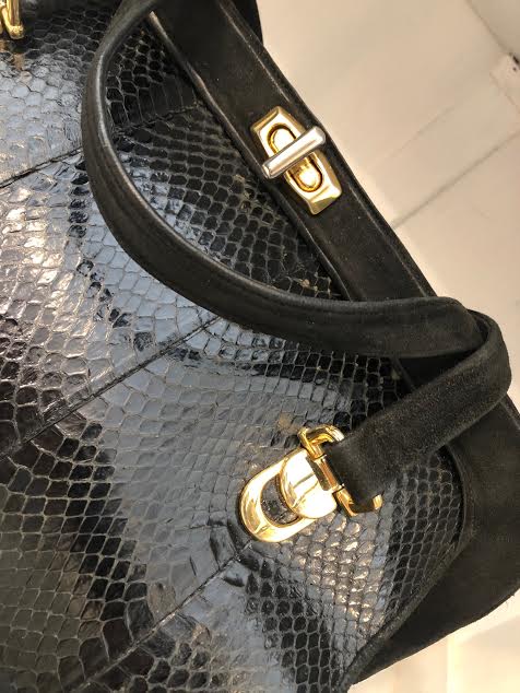 Borsa Donna Luxury in Pitone Nero Lucido - Conceria Anaconda