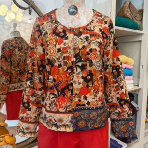Blusa vintage fantasia floreale con fili metallici
