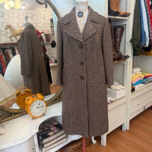 Cappotto vintage anni '70 marrone fantasia iconica