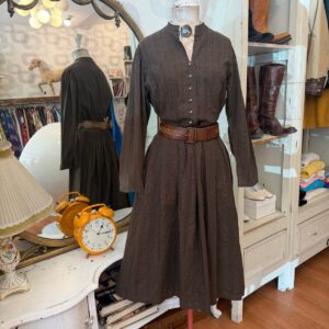 Abito vintage folk verde/marrone