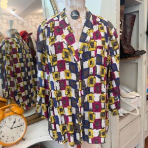 Camicia vintage anni '80 fantasia geometrica
