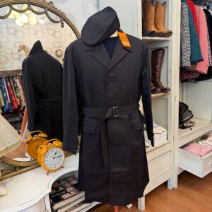 Cappotto vintage testa di moro  con cintura e cappello tg52
