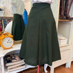 Gonna vintage verde scuro svasata anni '70